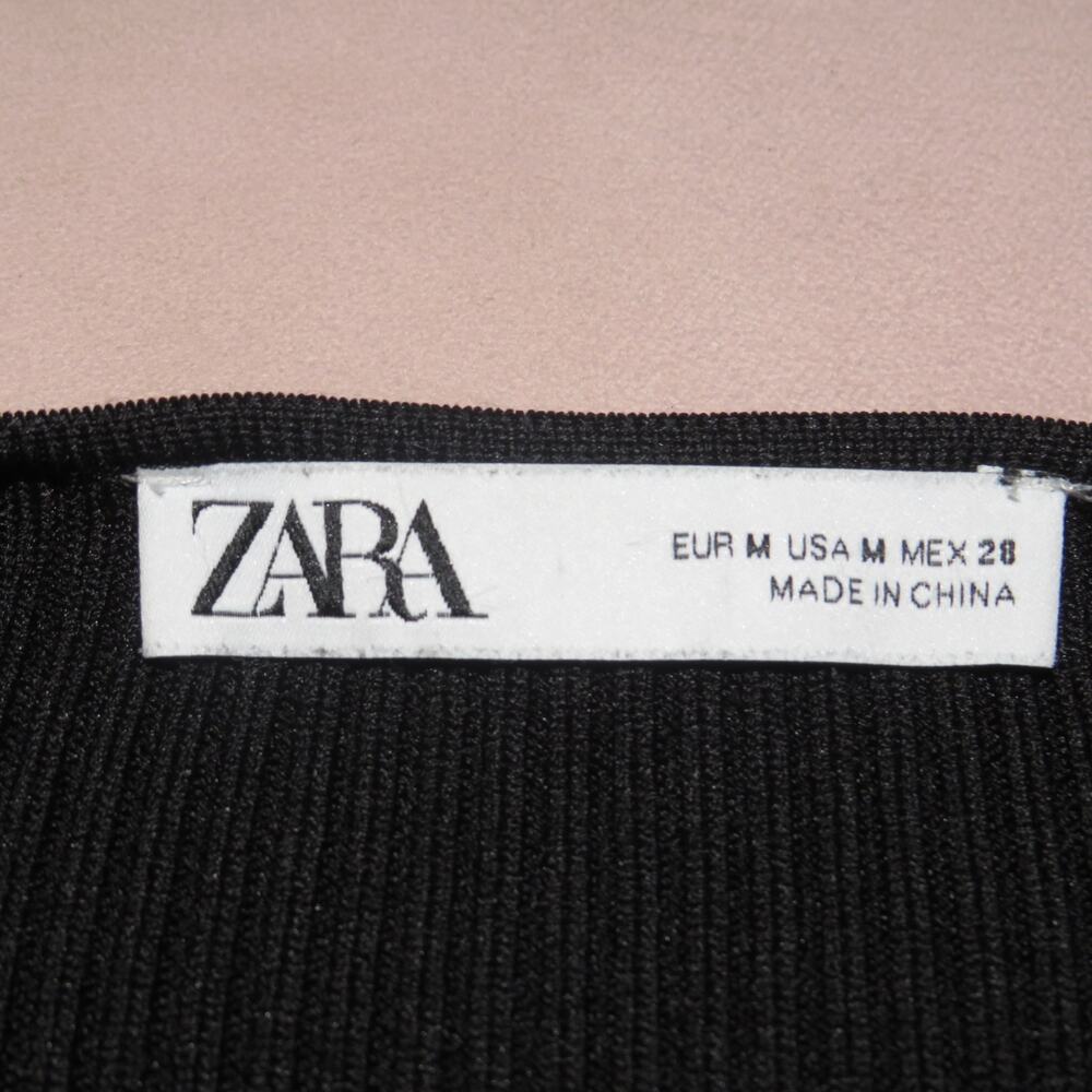 Zara Black Ribbed Knit Button Front Midi Pocket Dress - Picture 10 of 12